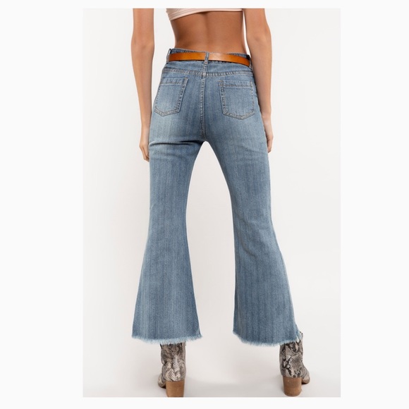 POL FRAYED CROP HI LO DISTRESSED JEANS - Picture 13 of 16